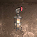 Avtoit | Wire frame corridor wall lamp iron 1 head farmhouse wall lighting with red shade design in antique bronze/black