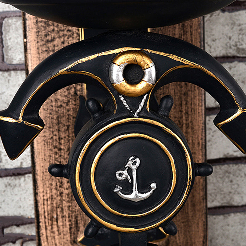 Avtoit | Candlestick Wall Lamp Country Style Opal Glass 1/2-Light Black and Gold Wall Fixture with Resin Anchor Design