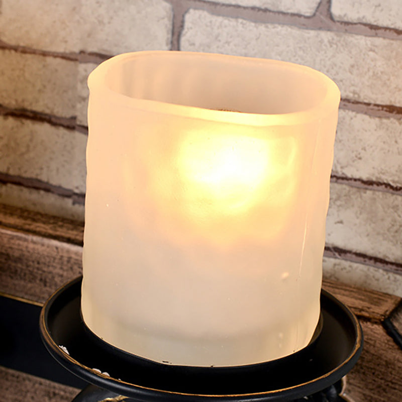 Avtoit | Candlestick Wall Lamp Country Style Opal Glass 1/2-Light Black and Gold Wall Fixture with Resin Anchor Design