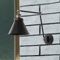 Avtoit | Cone Wall Lamp Fixture Industrial Style Metal 1 Bulb Black/White Wall Light with Swing Arm for Bedroom