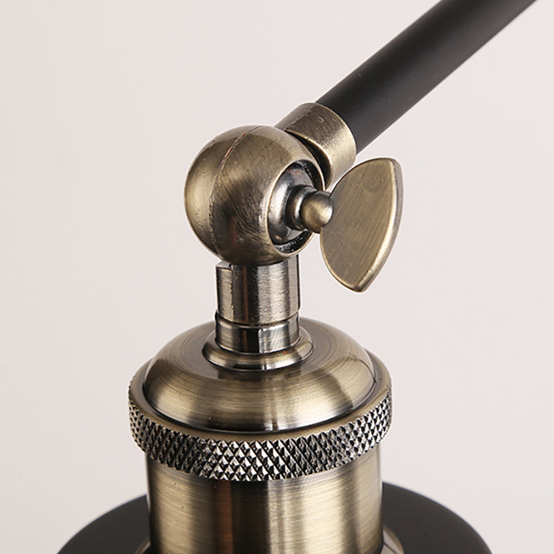Avtoit | Cone Wall Lamp Fixture Industrial Style Metal 1 Bulb Black/White Wall Light with Swing Arm for Bedroom