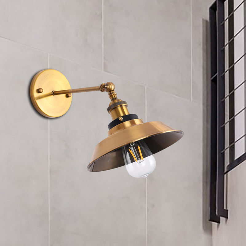Avtoit | Rotatable Barn/Cone Shade Wall Lamp Industrial Style Metal 1 Head Wall Lighting Fixture in Brass for Kitchen