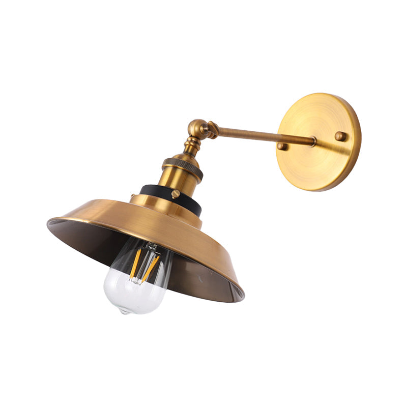 Avtoit | Rotatable Barn/Cone Shade Wall Lamp Industrial Style Metal 1 Head Wall Lighting Fixture in Brass for Kitchen