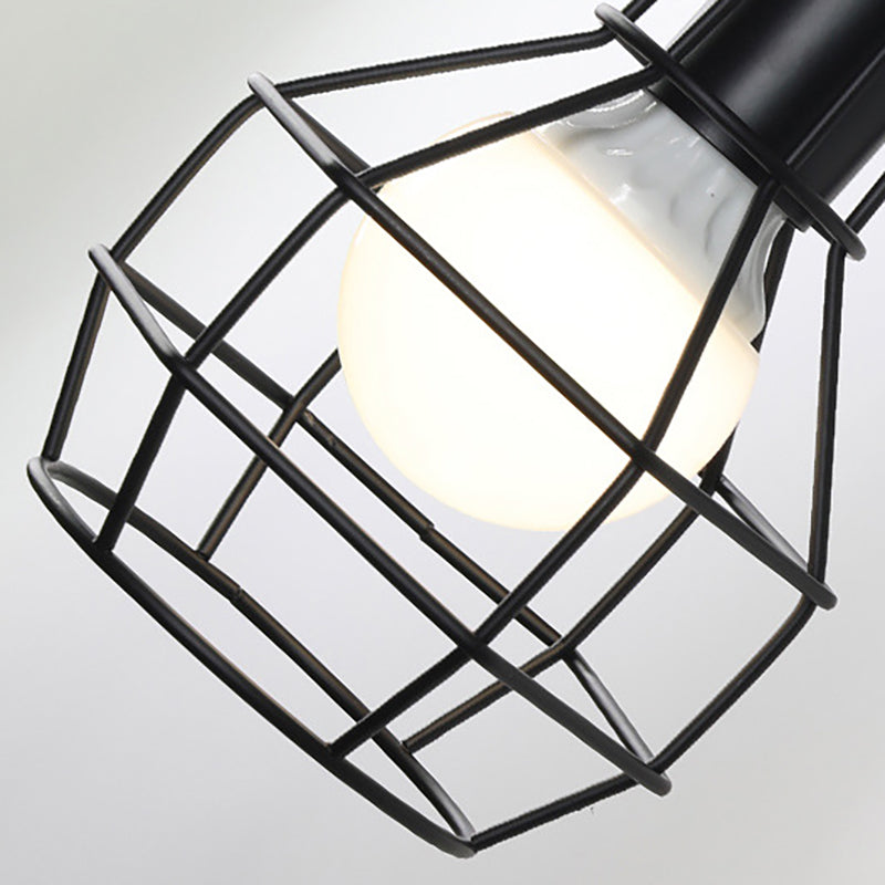 Avtoit | Globe Bedroom Wall Light Lamp Metal 1 Head Industrial Style Rotatable Wall Lamp with Wire Guard in Black