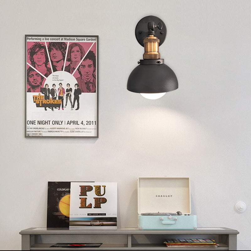 Avtoit | Dome Restaurant Wall Light Metal 1 Light Modern Style Adjustable Wall Lamp in Black