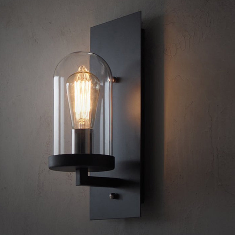 Avtoit | Industrial metal wall lamp 1-head bar lamp with glass shade for bedroom living room