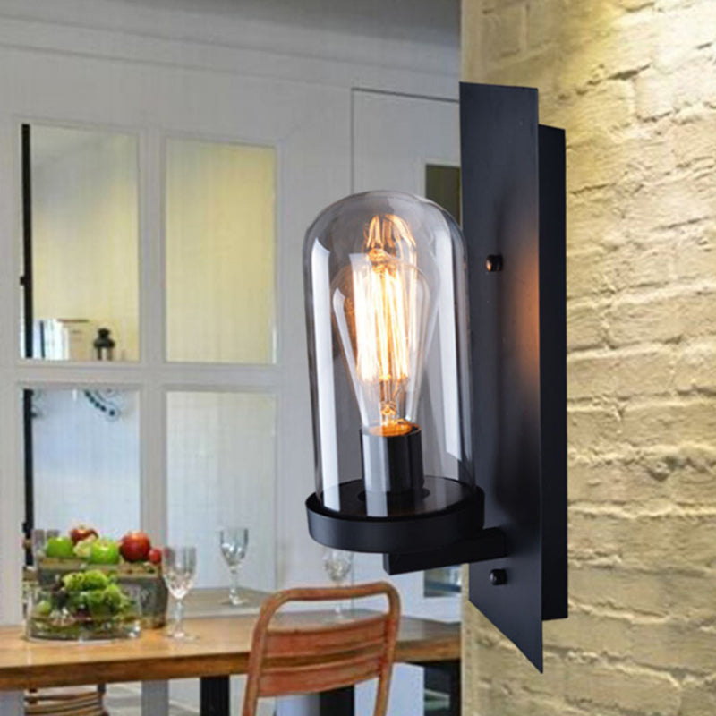 Avtoit | Industrial metal wall lamp 1-head bar lamp with glass shade for bedroom living room