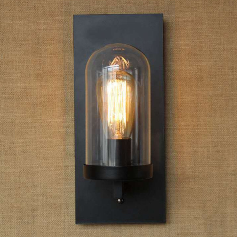 Avtoit | Industrial metal wall lamp 1-head bar lamp with glass shade for bedroom living room