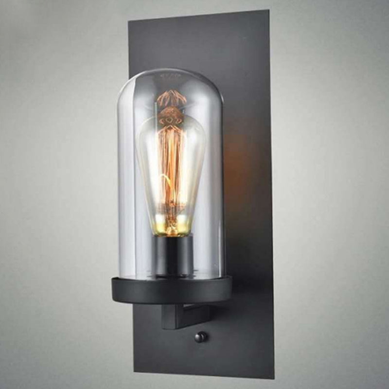Avtoit | Industrial metal wall lamp 1-head bar lamp with glass shade for bedroom living room
