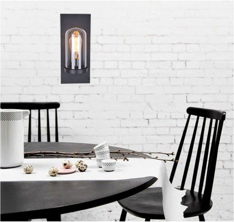 Avtoit | Industrial metal wall lamp 1-head bar lamp with glass shade for bedroom living room