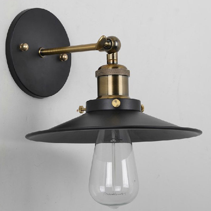 Avtoit | Vintage Industrial Style Wall Light Single Light with Flat Round, Flared Metal Shade for the Bar