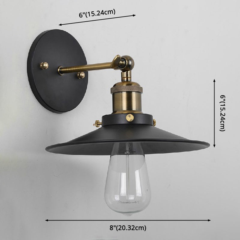 Avtoit | Vintage Industrial Style Wall Light Single Light with Flat Round, Flared Metal Shade for the Bar