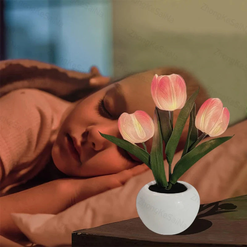 Avtoit | LED Tulip Nightstand Lamp Flower Table Lamp