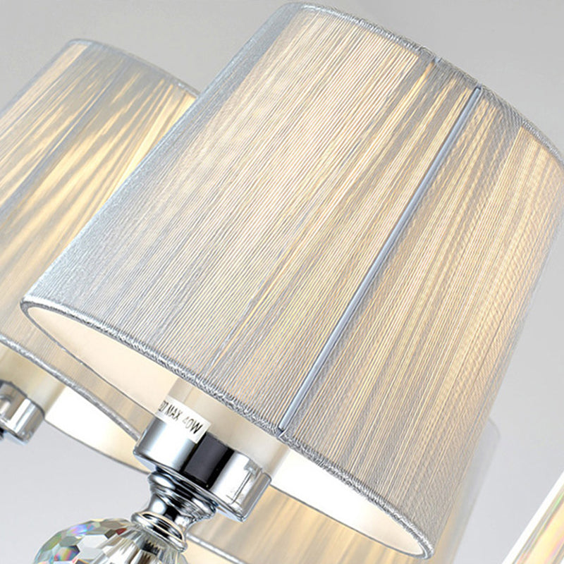 Avtoit | Cone Shadow Bedroom Wall Light Fixture Fabric 1 Head Modernism Style Silver Wall Light with Clear Crystal Ball Deco