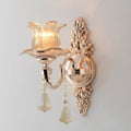Avtoit | Flower Wall Mounted Light Source Modern Prism Glass 1/2 Heads Brass Wall Lamp with Crystal Drop Accent