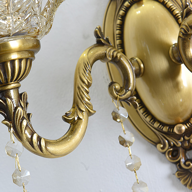 Avtoit | Flower decor wall light fixture modernism prism glass 1/2 heads brass wall lamp