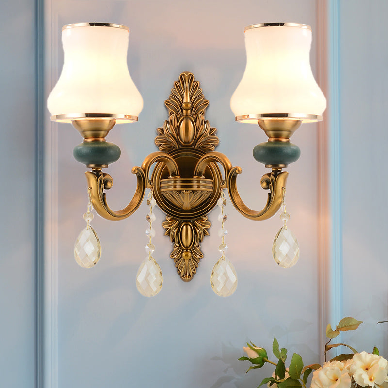 Avtoit | Vase White Glass Wall Mount Light Nordic Living Room 1/2 Heads Brass Wall Lamp