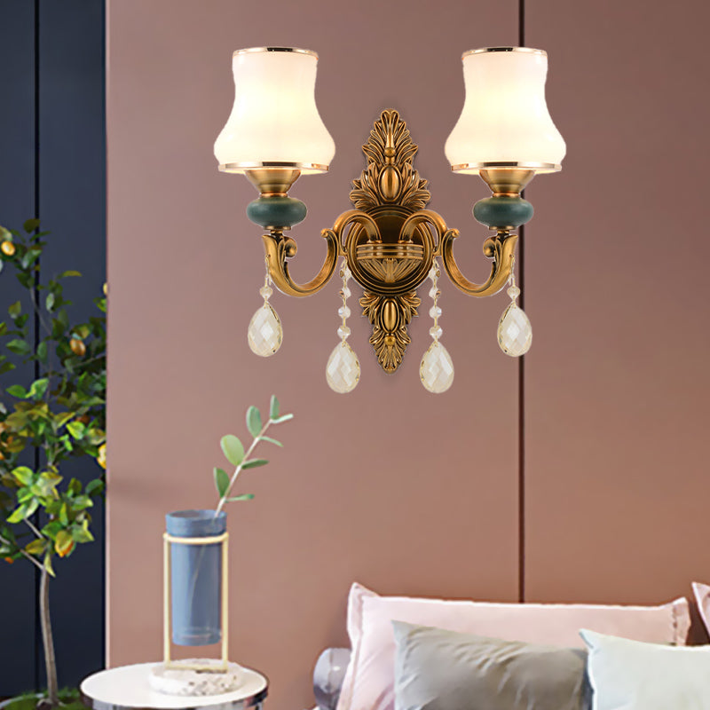 Avtoit | Vase White Glass Wall Mount Light Nordic Living Room 1/2 Heads Brass Wall Lamp