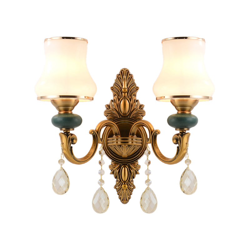 Avtoit | Vase White Glass Wall Mount Light Nordic Living Room 1/2 Heads Brass Wall Lamp