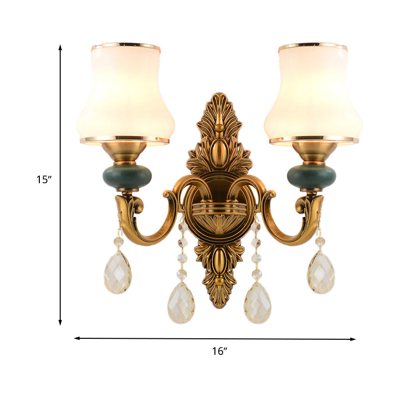 Avtoit | Vase White Glass Wall Mount Light Nordic Living Room 1/2 Heads Brass Wall Lamp