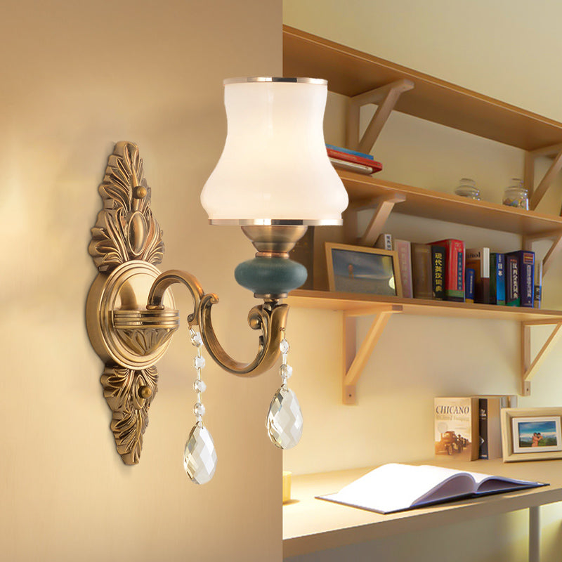 Avtoit | Vase White Glass Wall Mount Light Nordic Living Room 1/2 Heads Brass Wall Lamp
