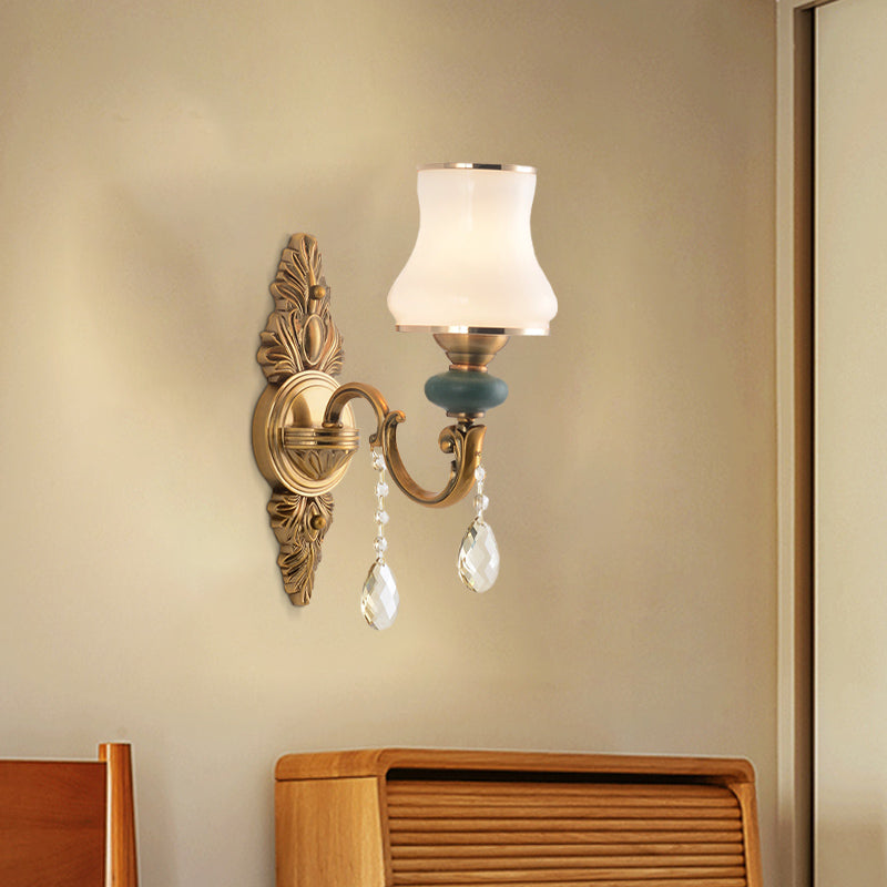 Avtoit | Vase White Glass Wall Mount Light Nordic Living Room 1/2 Heads Brass Wall Lamp