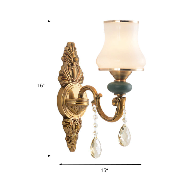 Avtoit | Vase White Glass Wall Mount Light Nordic Living Room 1/2 Heads Brass Wall Lamp