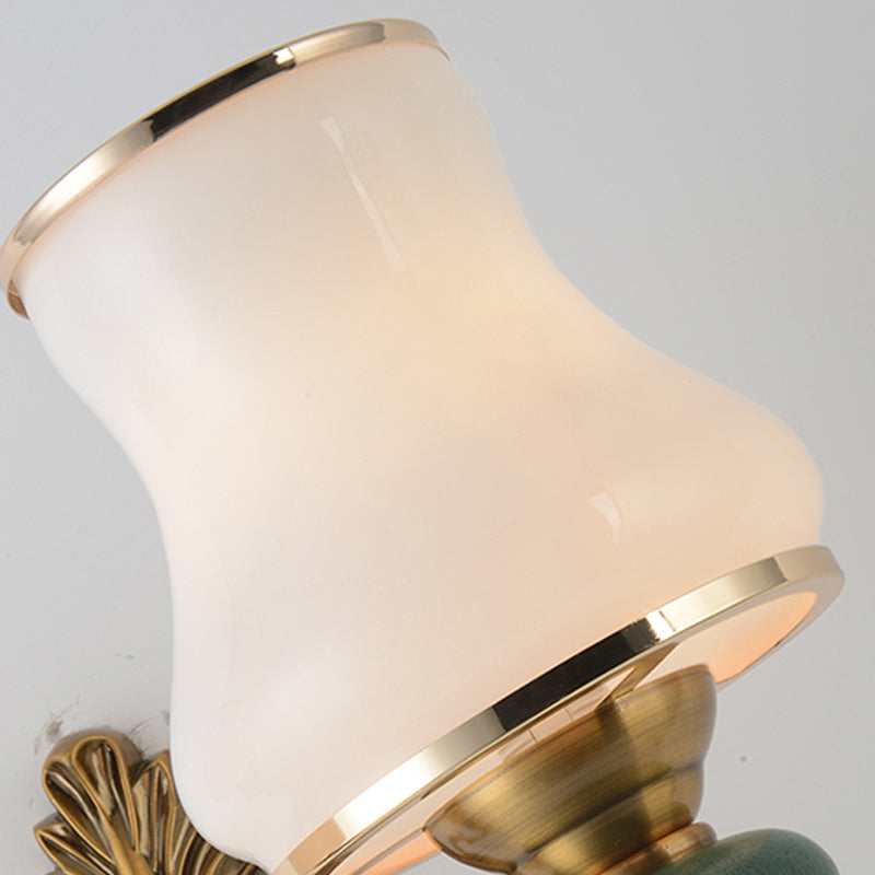 Avtoit | Vase White Glass Wall Mount Light Nordic Living Room 1/2 Heads Brass Wall Lamp