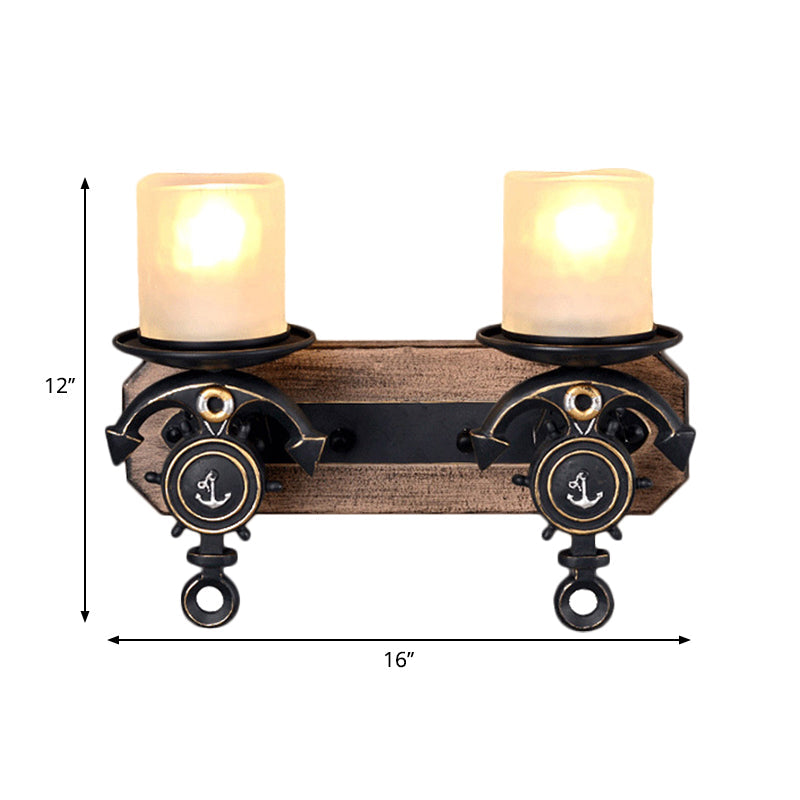 Avtoit | Candlestick Wall Lamp Country Style Opal Glass 1/2-Light Black and Gold Wall Fixture with Resin Anchor Design