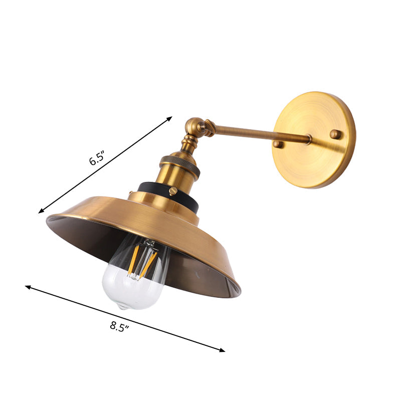 Avtoit | Rotatable Barn/Cone Shade Wall Lamp Industrial Style Metal 1 Head Wall Lighting Fixture in Brass for Kitchen