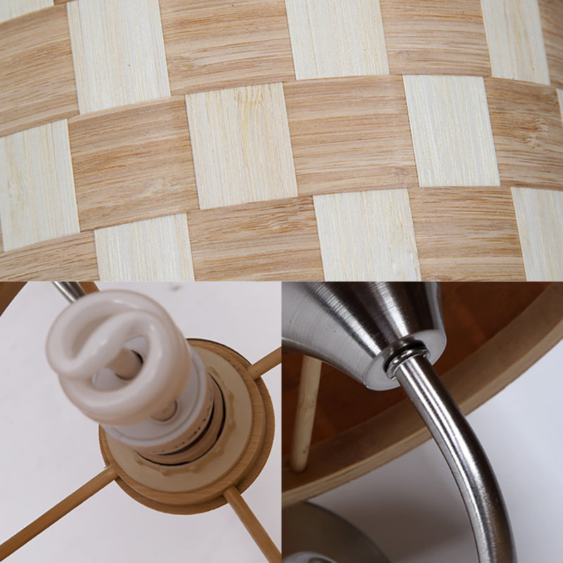Avtoit | Drum Wall Lighting Traditional Bamboo 1 Lamp Wooden Sconce Lighting Fixture for Dining Room