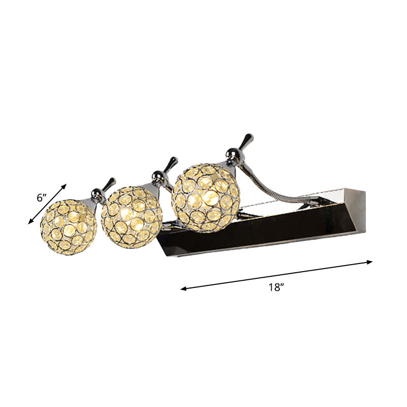 Avtoit | Orbit Wall Light Sconce Modernist Stylish Clear Crystal 3/4 Lights Black Surface Cosmetic Mirror Light, Warm/White Light