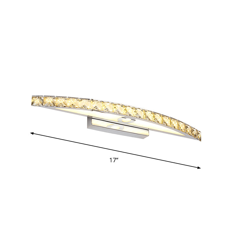 Avtoit | Flared Vanity Lighting Modern Style Clear/Champagne Crystal 17"/21" W LED Wall Lamp, Warm/White Light