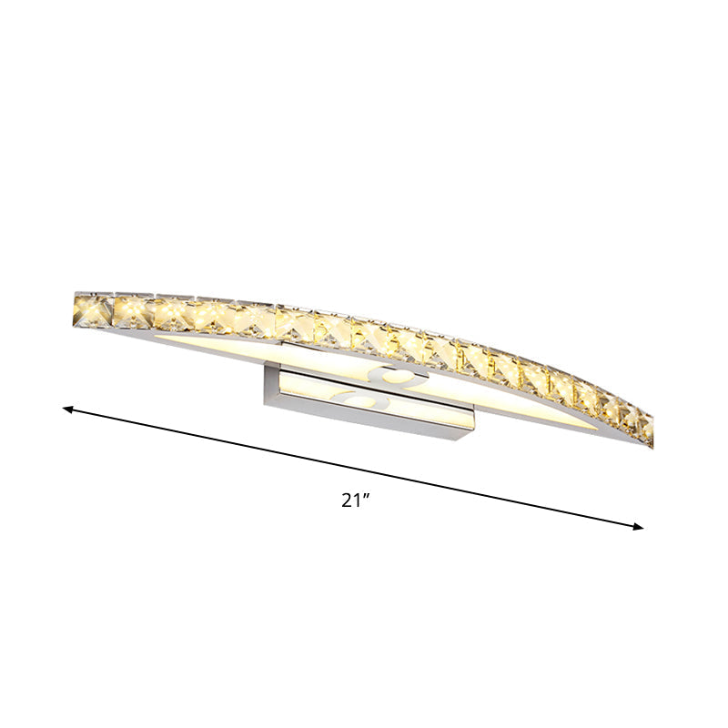 Avtoit | Flared Vanity Lighting Modern Style Clear/Champagne Crystal 17"/21" W LED Wall Lamp, Warm/White Light