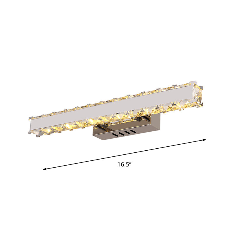 Avtoit | 11.5"/16.5" Width Rectangular Vanity Mirror Light Modern Style Clear Crystal LED White Wall Sconce for Bathroom