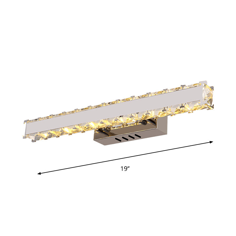 Avtoit | 11.5"/16.5" Width Rectangular Vanity Mirror Light Modern Style Clear Crystal LED White Wall Sconce for Bathroom