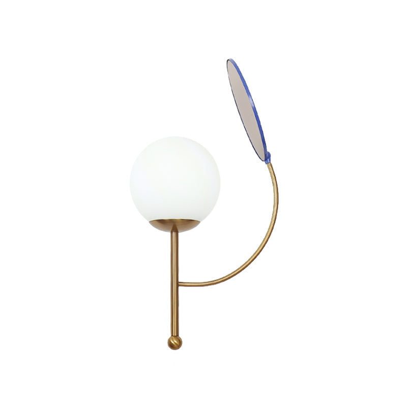 Avtoit | Gold/Black Global Wall Light Retro 1 Light Matt White Glass Wall Light with Reflector