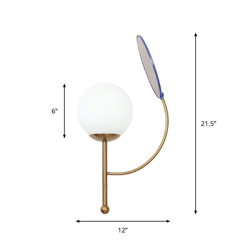 Avtoit | Gold/Black Global Wall Light Retro 1 Light Matt White Glass Wall Light with Reflector