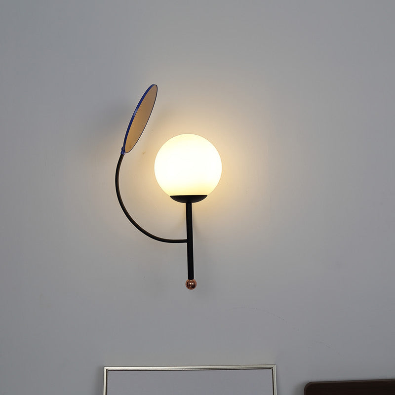 Avtoit | Gold/Black Global Wall Light Retro 1 Light Matt White Glass Wall Light with Reflector