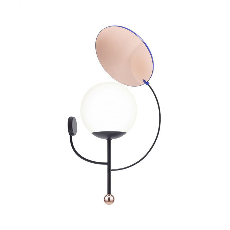 Avtoit | Gold/Black Global Wall Light Retro 1 Light Matt White Glass Wall Light with Reflector