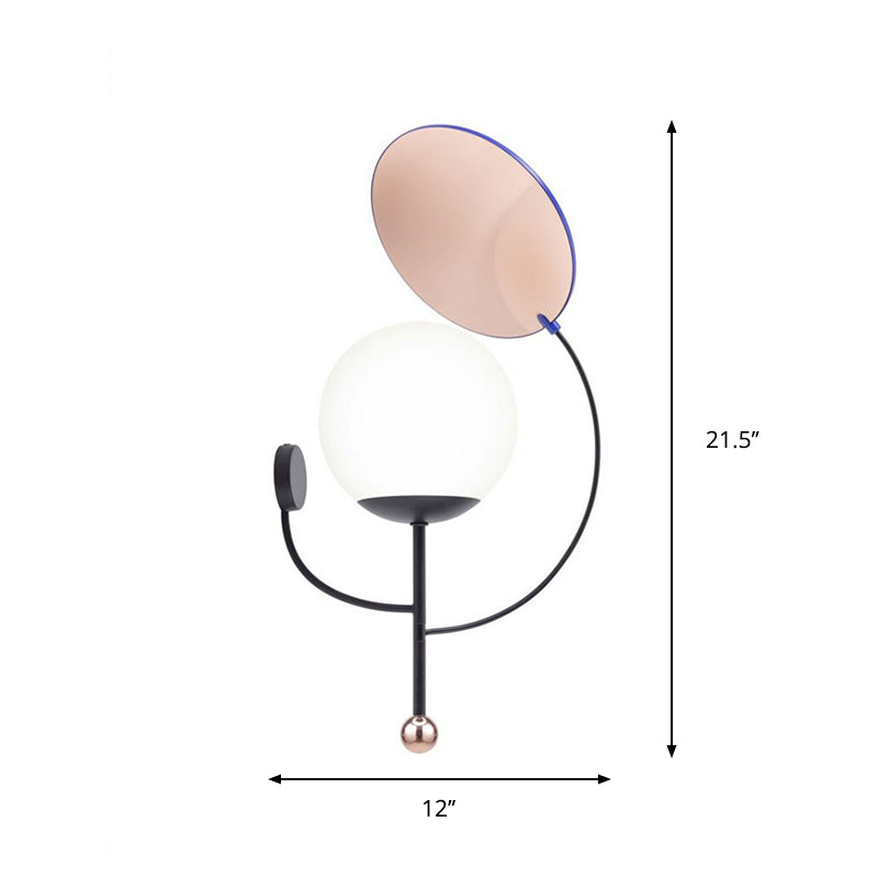 Avtoit | Gold/Black Global Wall Light Retro 1 Light Matt White Glass Wall Light with Reflector