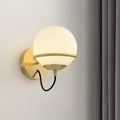 Avtoit | Single Wall Mounted Spherical Wall Light Contemporary Matte White Glass Brass Wall Light Fixture