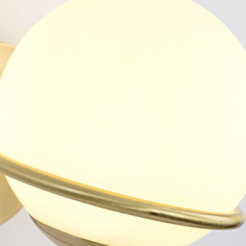Avtoit | Single Wall Mounted Spherical Wall Light Contemporary Matte White Glass Brass Wall Light Fixture