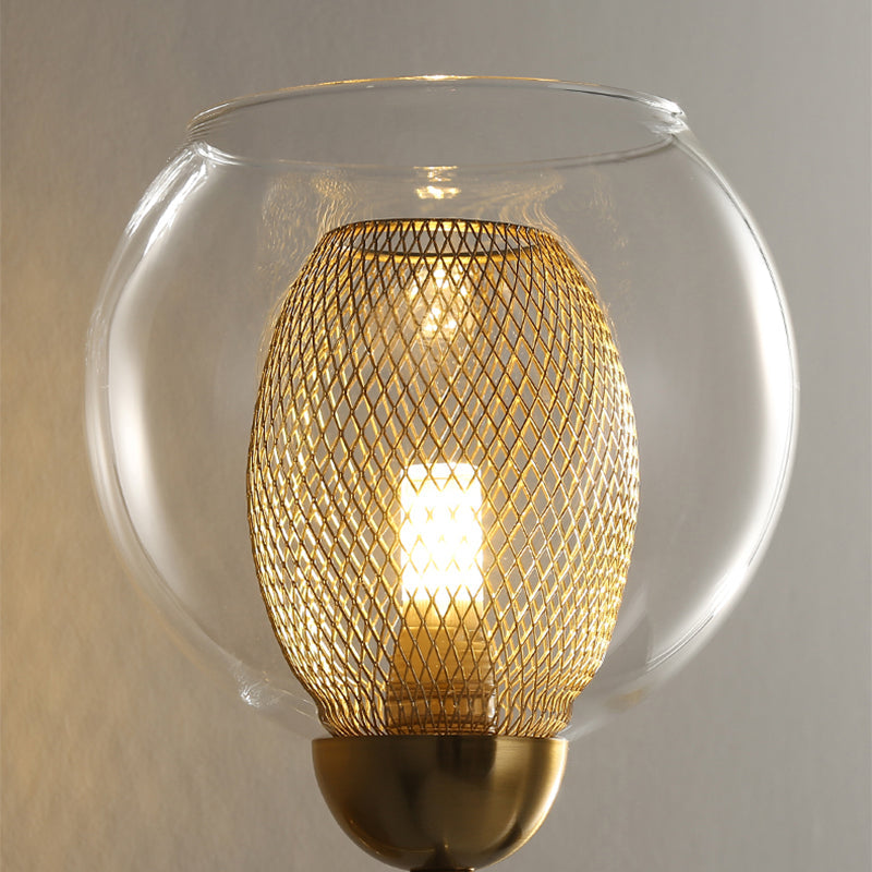 Avtoit | Dual Cup Form Wall Mounted Lamp Modernist Simple Clear Glass and Metallic Wall Sconce in Black/Gold