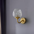 Avtoit | Grid Brandy Glass Wall Lamp Contemporary Single Brass Wall Mounted Light with Curved Arm