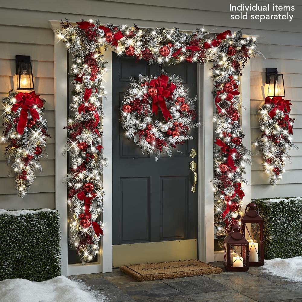Avtoit | Cordless Prelit Holiday Trim | LED Lights, Auto-Timer & Premium Red/White Decor