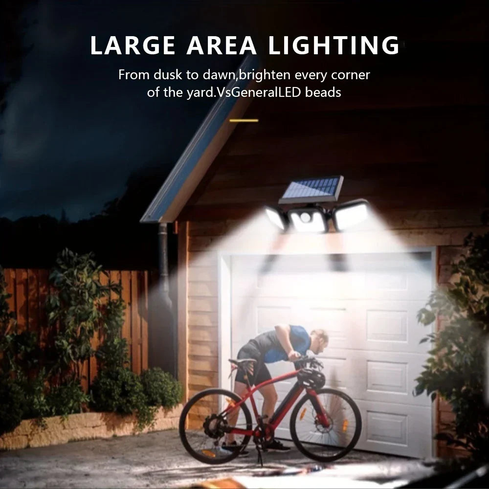 Solar LED Floodlight with Motion Sensor and Three Adjustable Heads