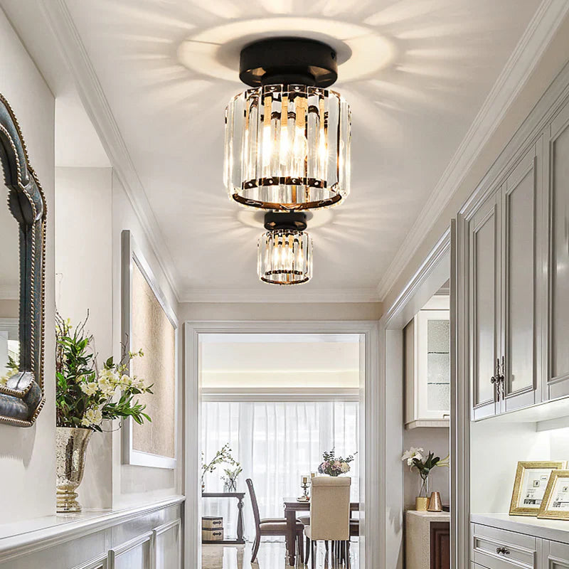 Avtoit | Modern Crystal Ceiling Light with Gold and Black Accents – Stylish Lighting for Your Home