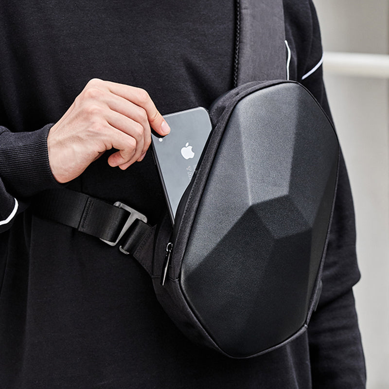 Avtoit | Anti-theft, Waterproof, Anti-collision Chest Bag, with Geometric 3D Shell, Side USB Interface, High-quality Protection, Multi-layer Partition Storage, for Travel, Outing, Shopping and More