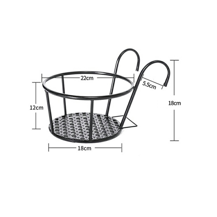 Avtoit | Hanging Plant Basket made of Metal – Balcony Planter Pot with Hook for Garden and Terrace